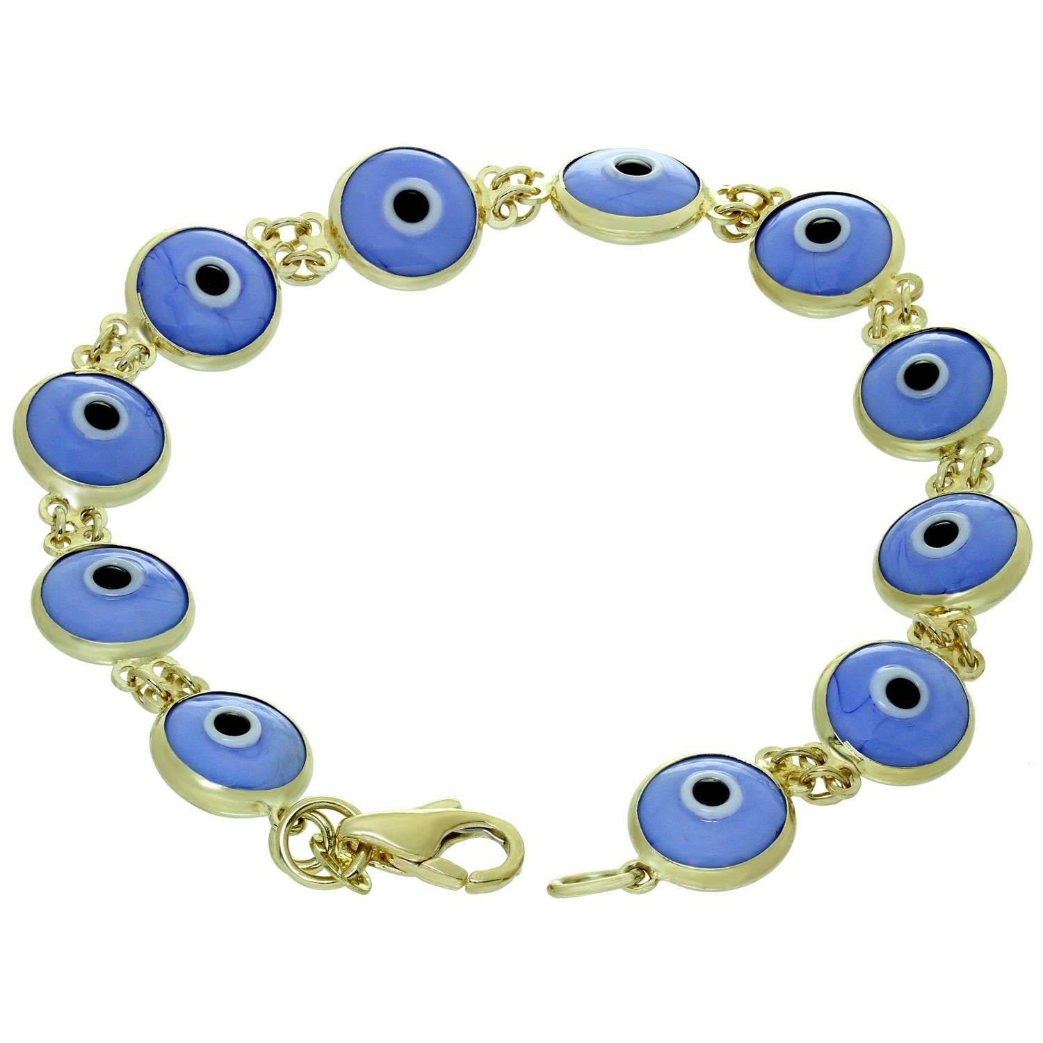 double sided evil eye enamel and gold charm