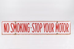 Double Sided Enamel Sign No Smoking Stop your Motor Old Garage Petrol Station