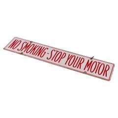 Double Sided Enamel Sign No Smoking Stop your Motor Old Garage Petrol Station