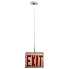 Vintage Double Sided Exit Sign Pendant Light on Pole