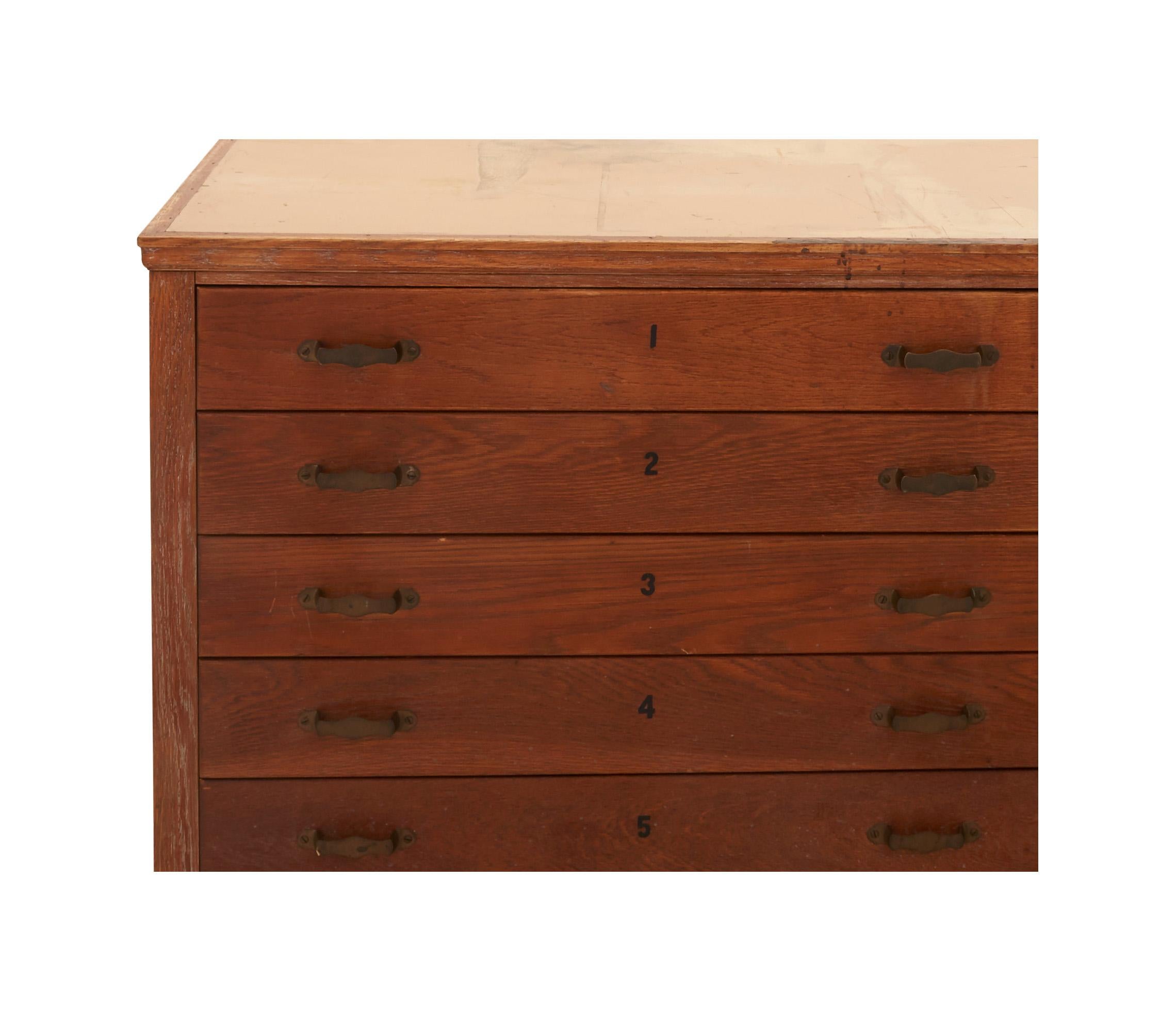 Brass Double Sided Flat File Cabinet For Sale