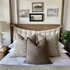 Double Sided Floral Block Marceline Pillow on Natural Linen by Bloom Home