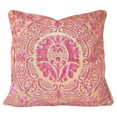 Double Sided Fortuny Fabric Throw Pillow Red & Gold Orsini Texture