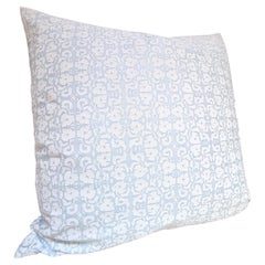 Double Sided Fortuny Fabric Throw Pillow Shiraz Powder Blue & White
