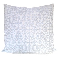 Double Sided Fortuny Fabric Throw Pillow Shiraz Powder Blue & White