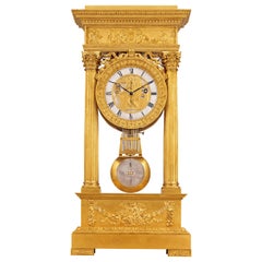 Horloge Portique double face en bronze doré français