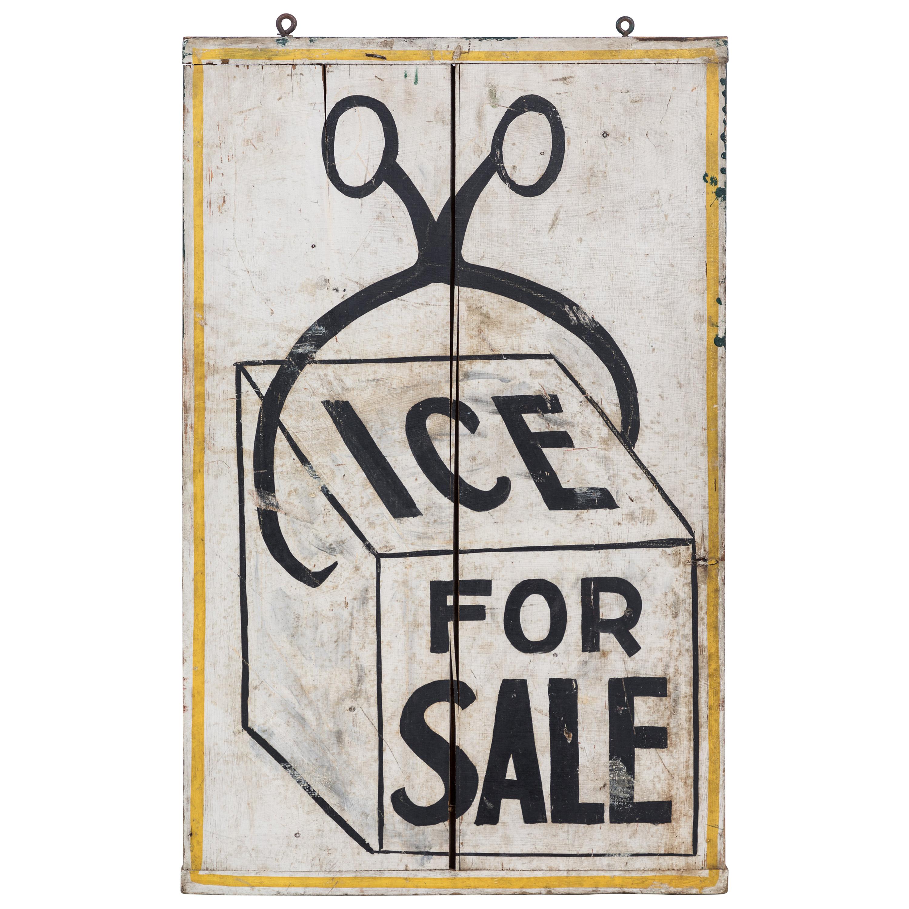 Double Sided General Store Wood and Ice Trade Sign