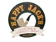 Double Sided Gilt & Painted "HAPPY JACK'S" Tobacconist Trade Sign, Laconia, NH