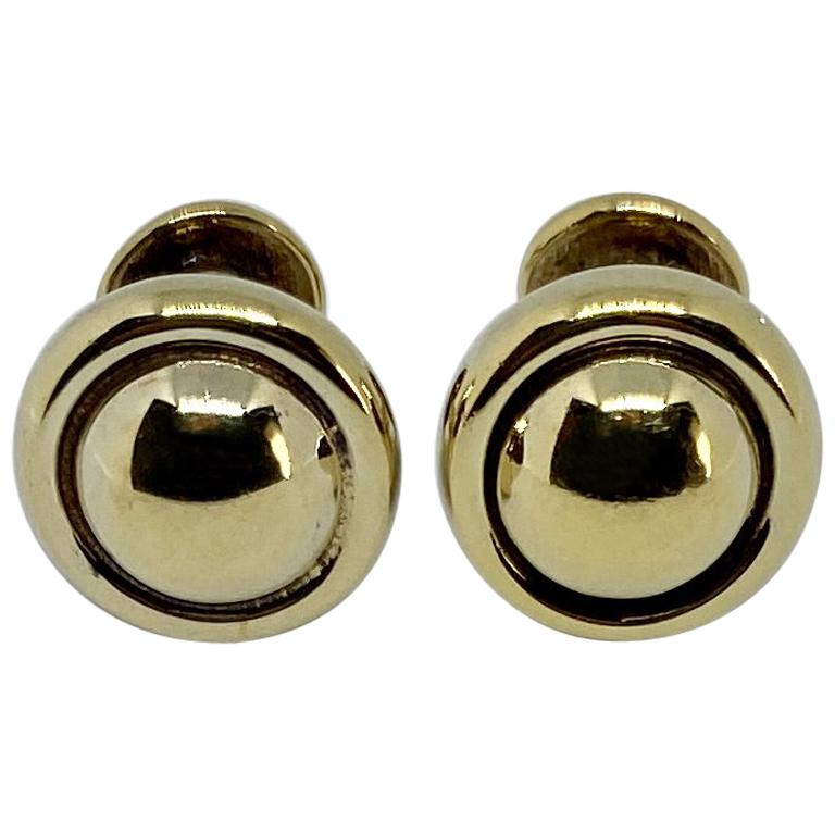 Celine Paris Cufflinks Braided Gilt Metal Brand Logo For Sale at 1stDibs