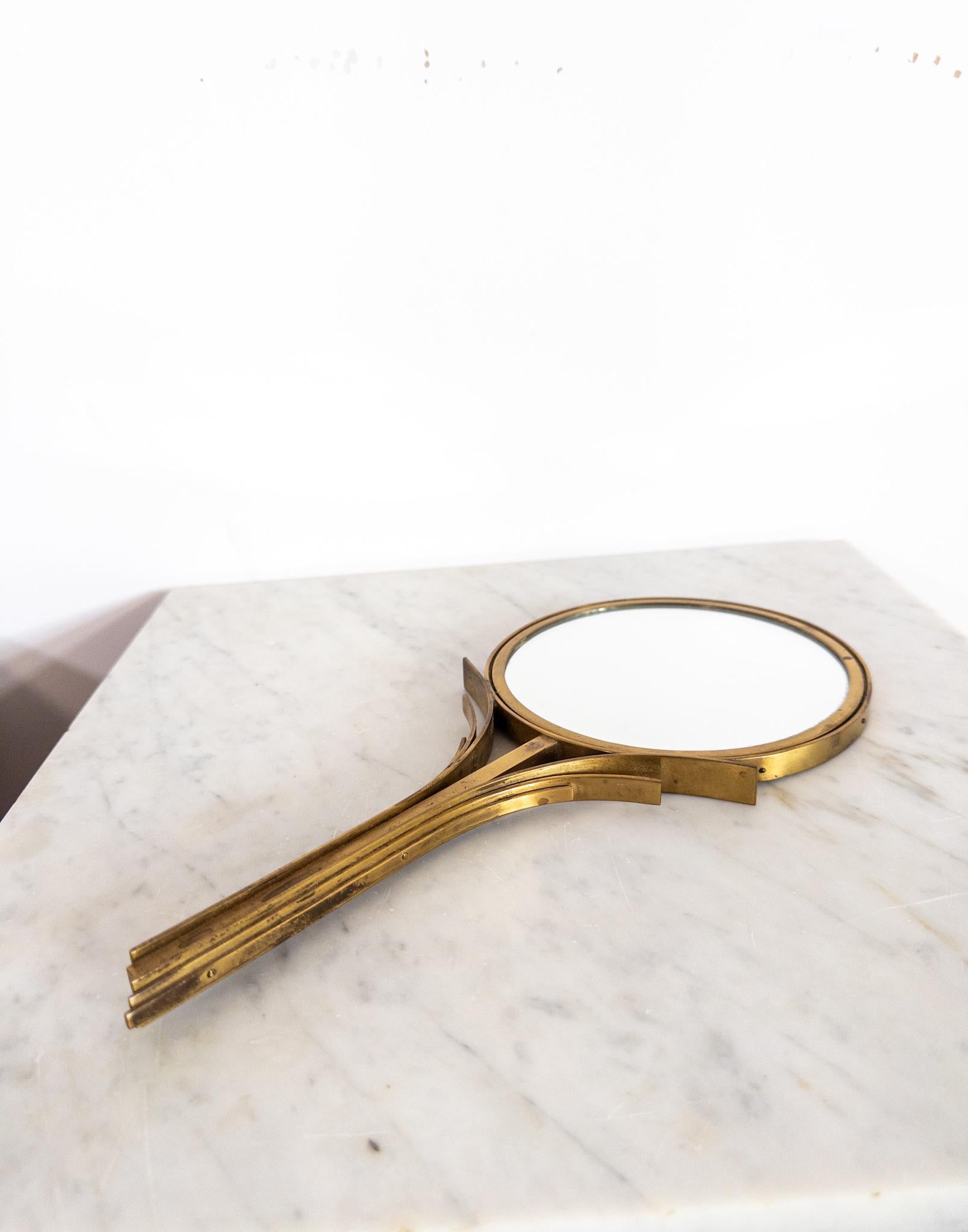 Double-Sided Hand Mirror by Ivar Ålenius Björk for Ystad-Metall, Sweden, 1940s Escandinavo moderno en venta