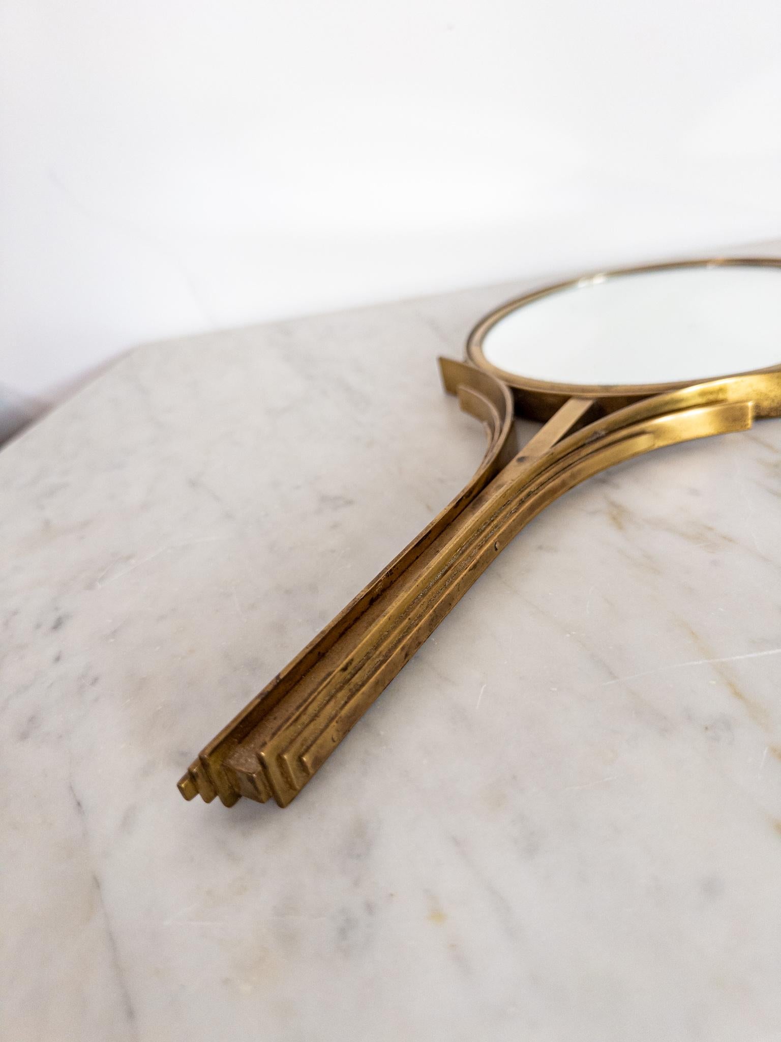 Double-Sided Hand Mirror by Ivar Ålenius Björk for Ystad-Metall, Sweden, 1940s en Excelente estado para la venta en Staffanstorp, SE