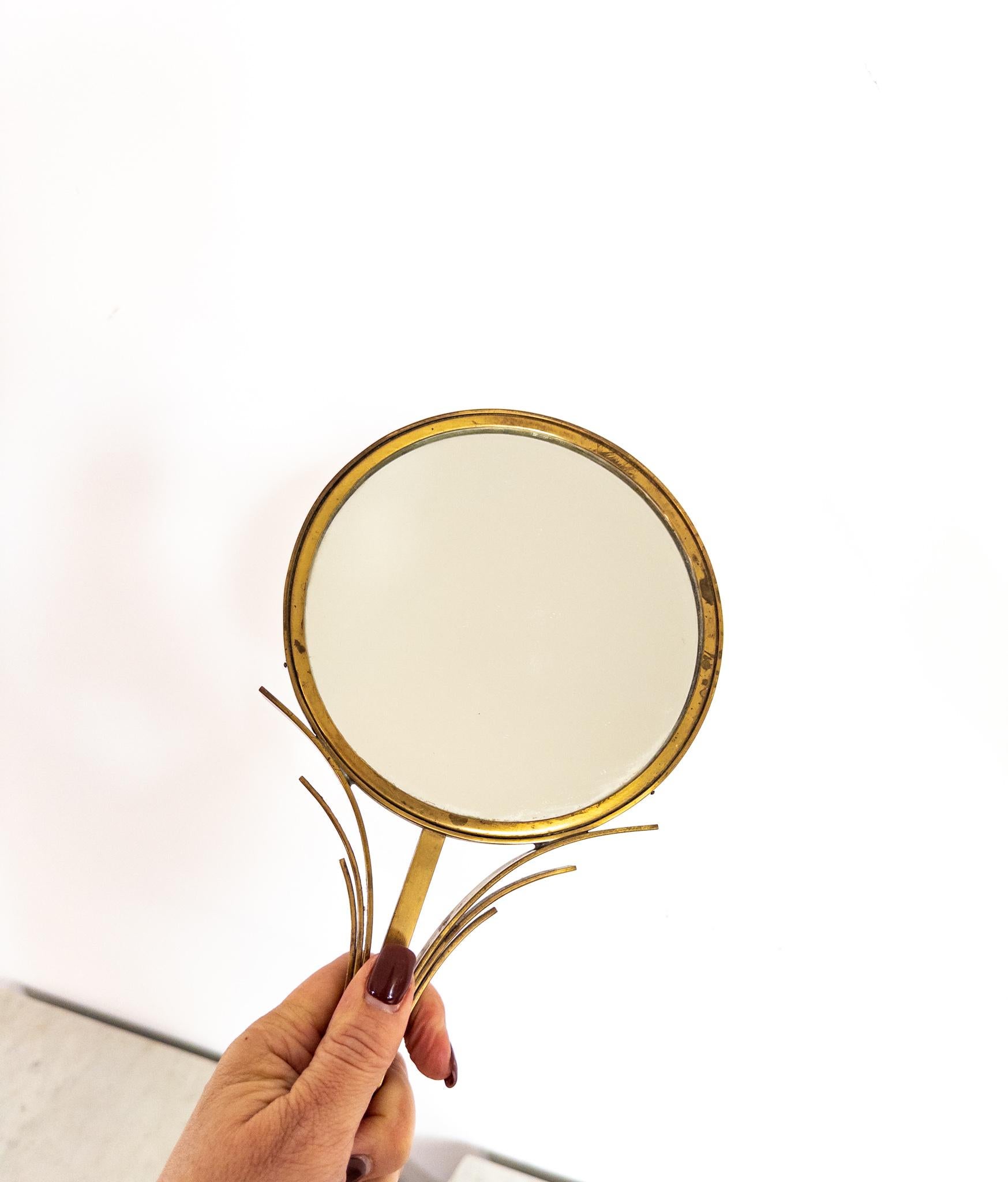 Double-Sided Hand Mirror by Ivar Ålenius Björk for Ystad-Metall, Sweden, 1940s mediados del siglo XX en venta