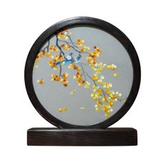 Double-Sided Handcrafted Silk Feng Shui Embroidery Autumn Bird & Flower Artwork