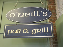 Double Sided Hanging Irish Pub Sign “O’Neils” “O’Neils Pub & Grill” in Navy Blue