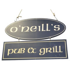 Double Sided Hanging Irish Pub Sign “O’Neils” “O’Neils Pub & Grill” in Navy Blue