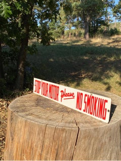 Double Sided Hanging No Smoking Please Gas Station Garage Enamel Sign
