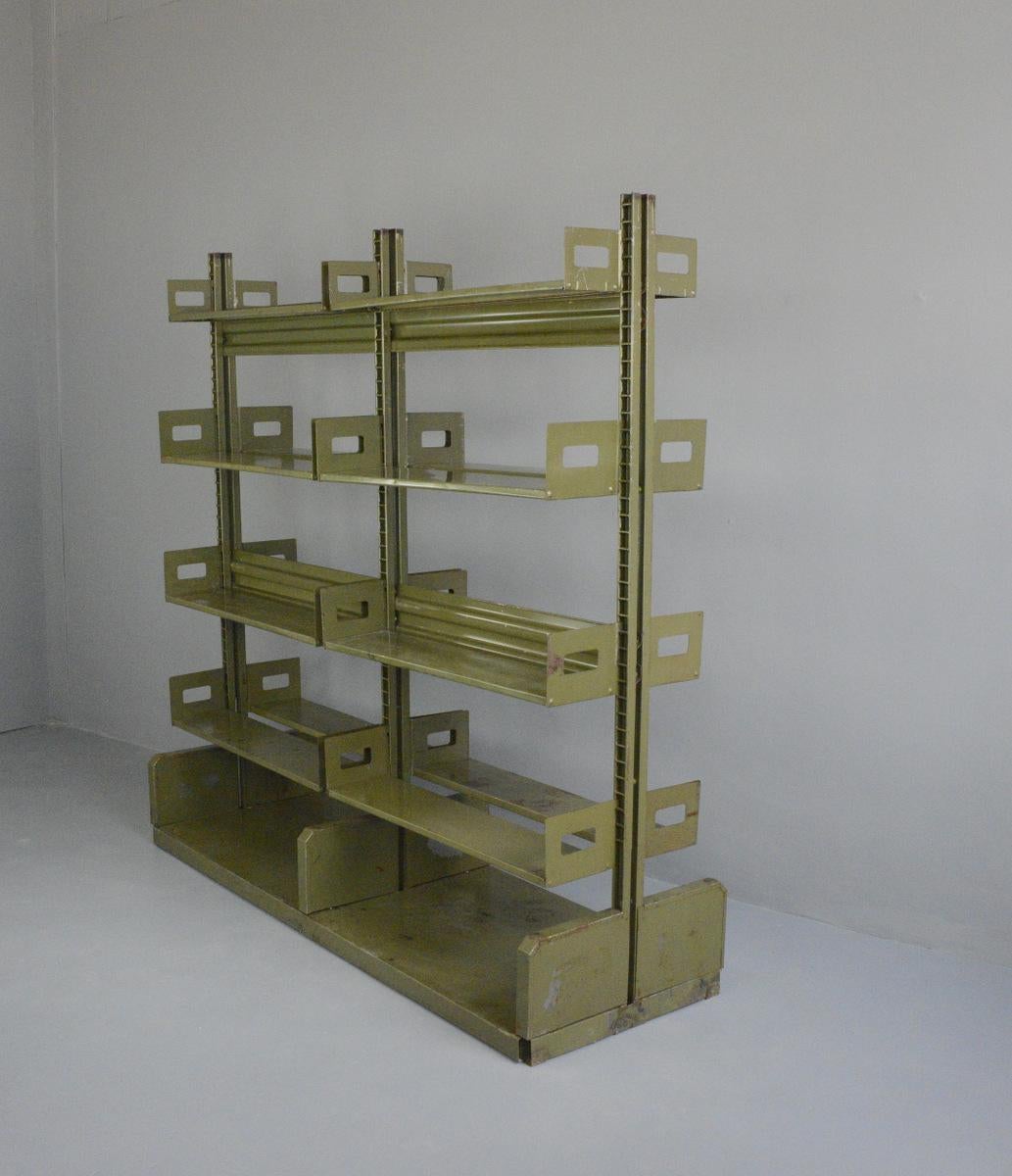 Double Sided Industrial Archive Shelving, circa 1940s 2