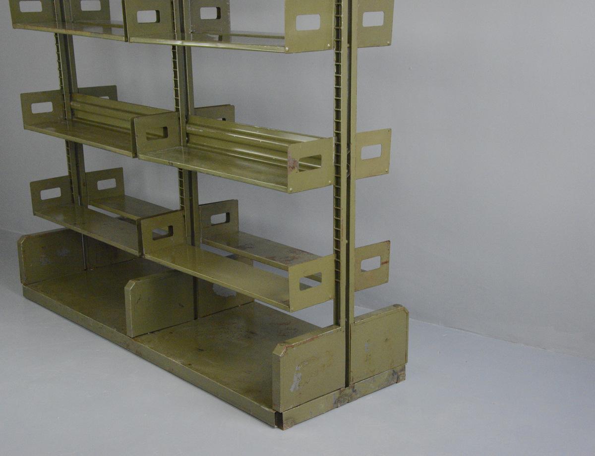 Double Sided Industrial Archive Shelving, circa 1940s 3
