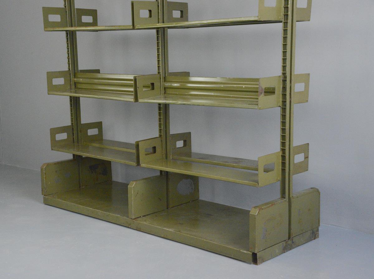Czech Double Sided Industrial Archive Shelving, circa 1940s
