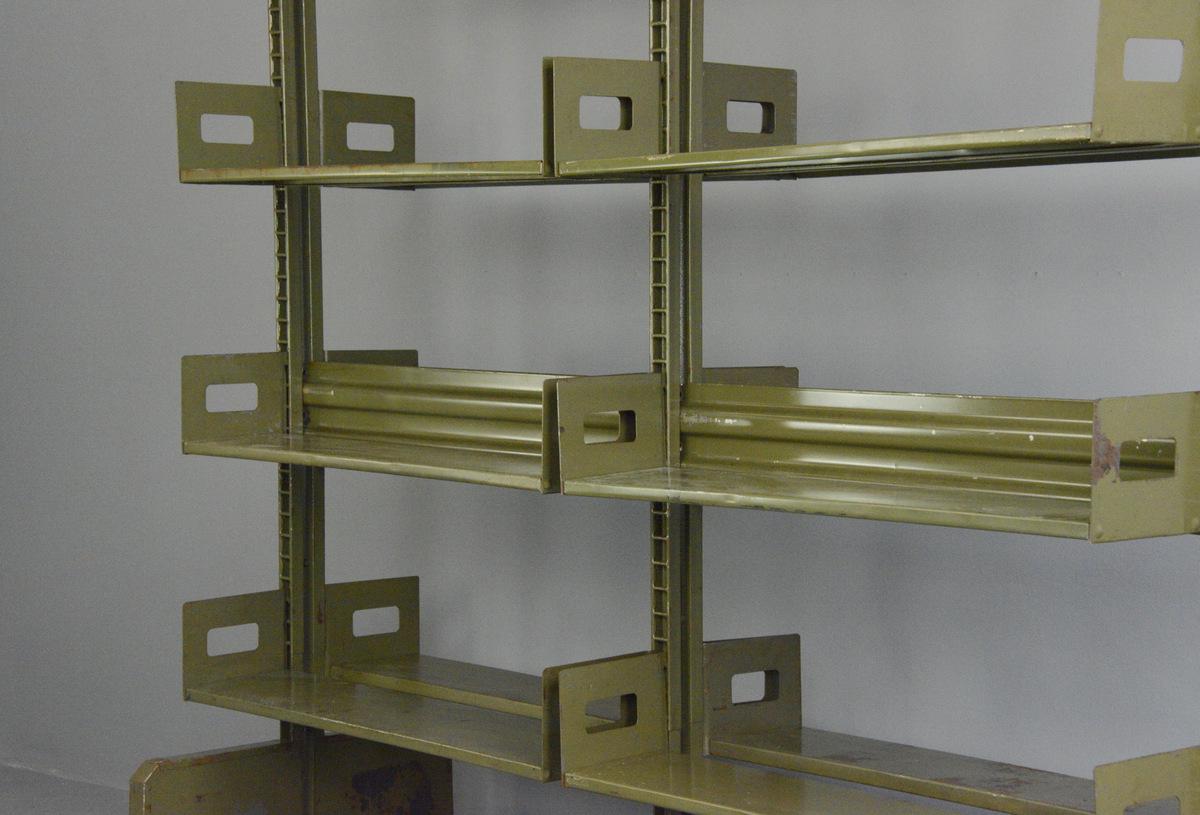 Mid-20th Century Double Sided Industrial Archive Shelving, circa 1940s