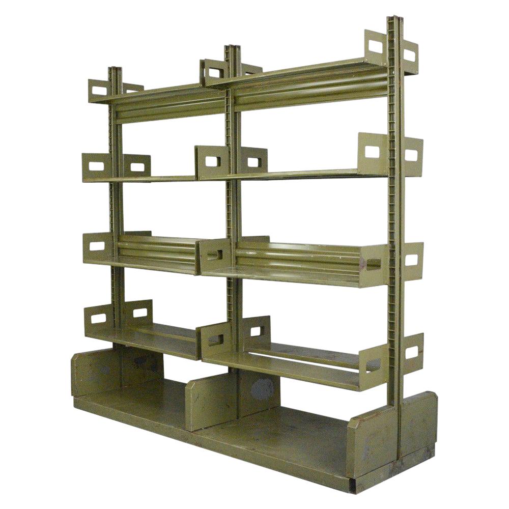 Double Sided Industrial Archive Shelving, circa 1940s
