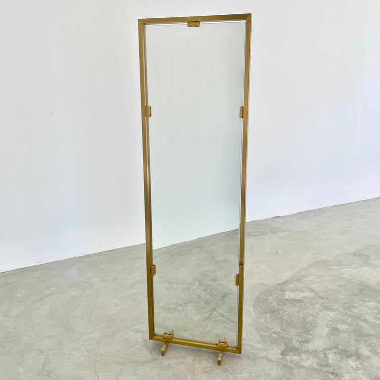 Double Sided Italian Brass Floor Mirror For Sale at 1stDibs