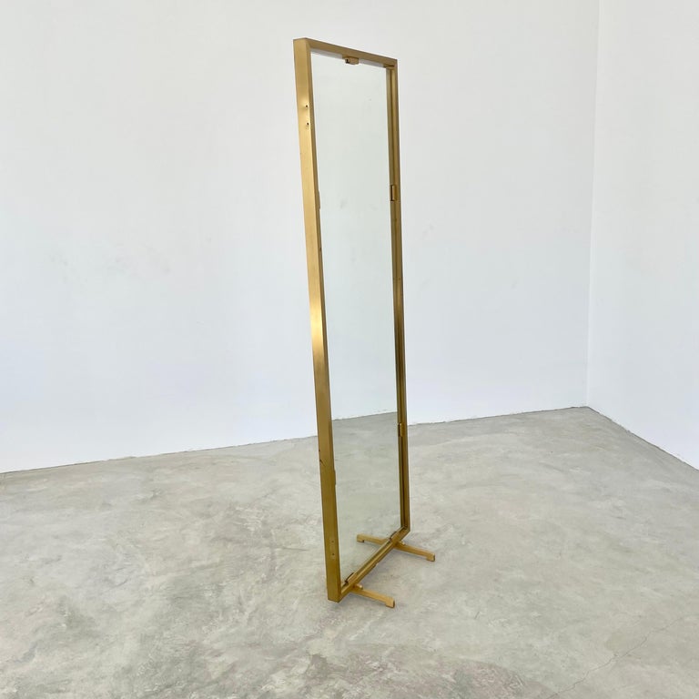 Double Sided Italian Brass Floor Mirror For Sale at 1stDibs