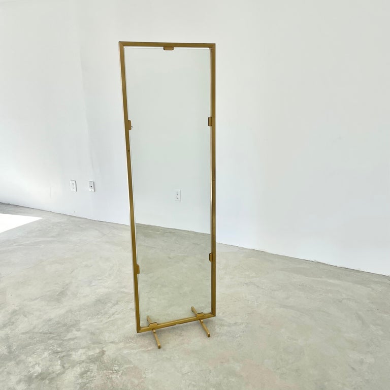 Double Sided Italian Brass Floor Mirror For Sale at 1stDibs
