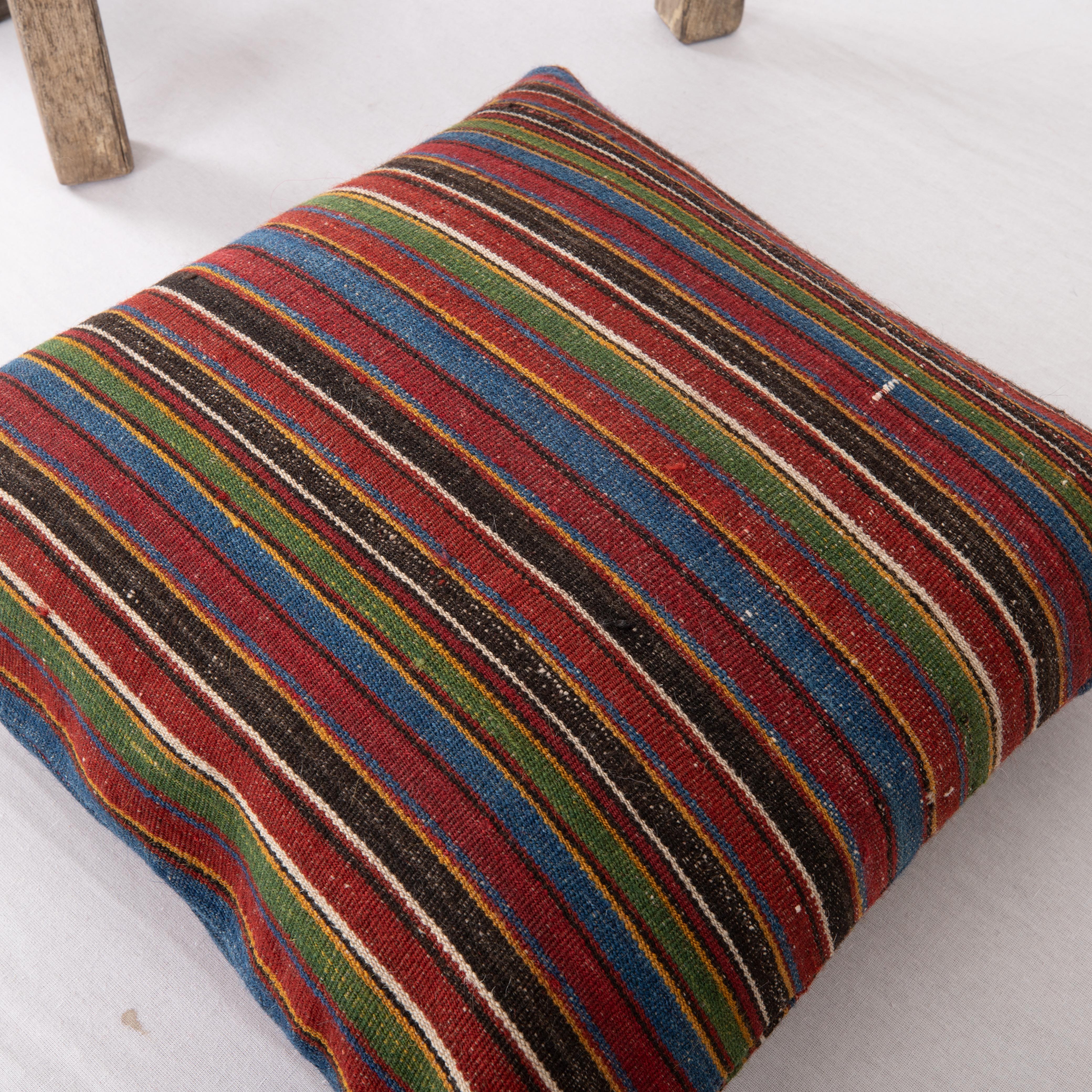 Hand-Woven Double Sided Kilim Pillow Cover Made From an Antique Kilim For Sale