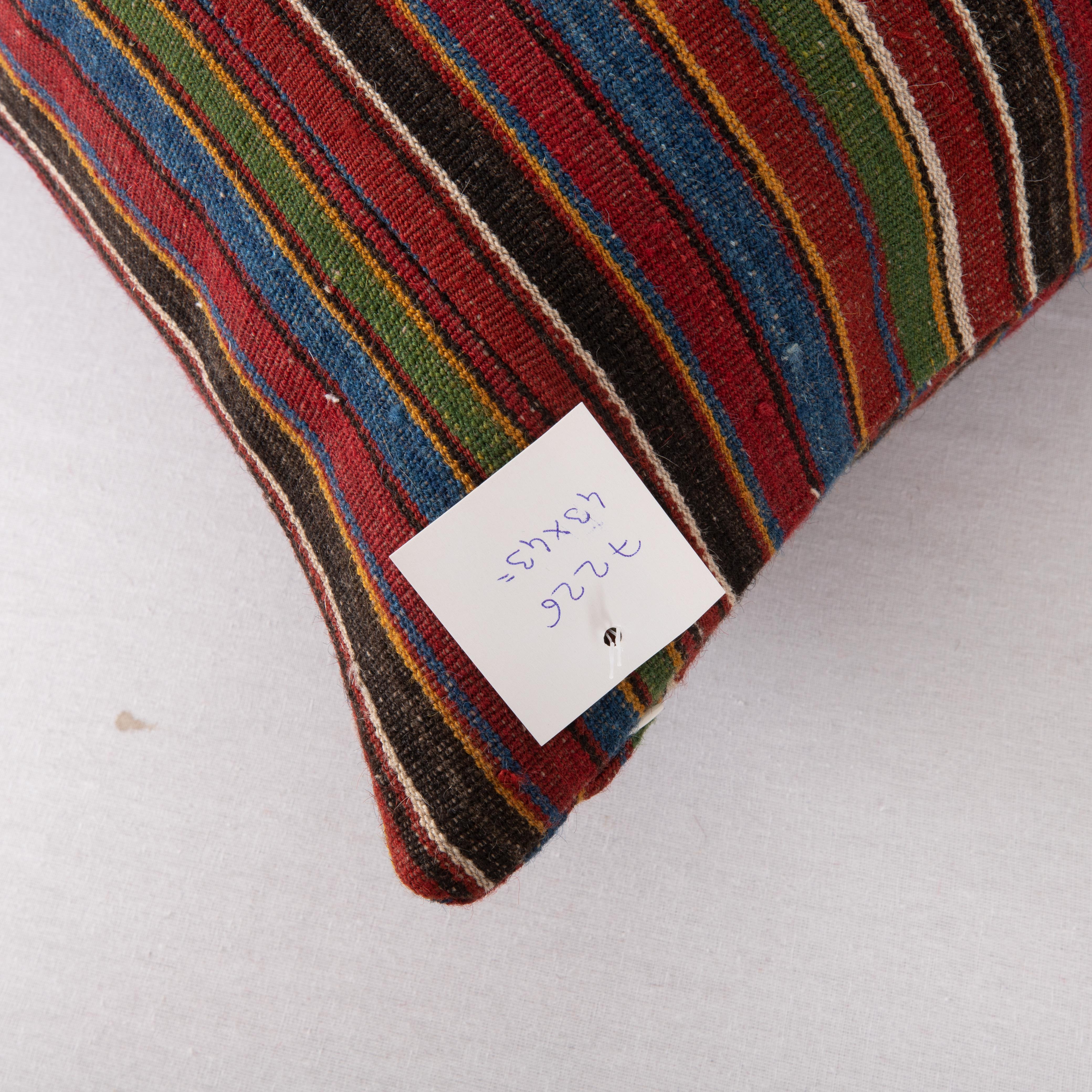 Wool Double Sided Kilim Pillow Cover Made From an Antique Kilim For Sale