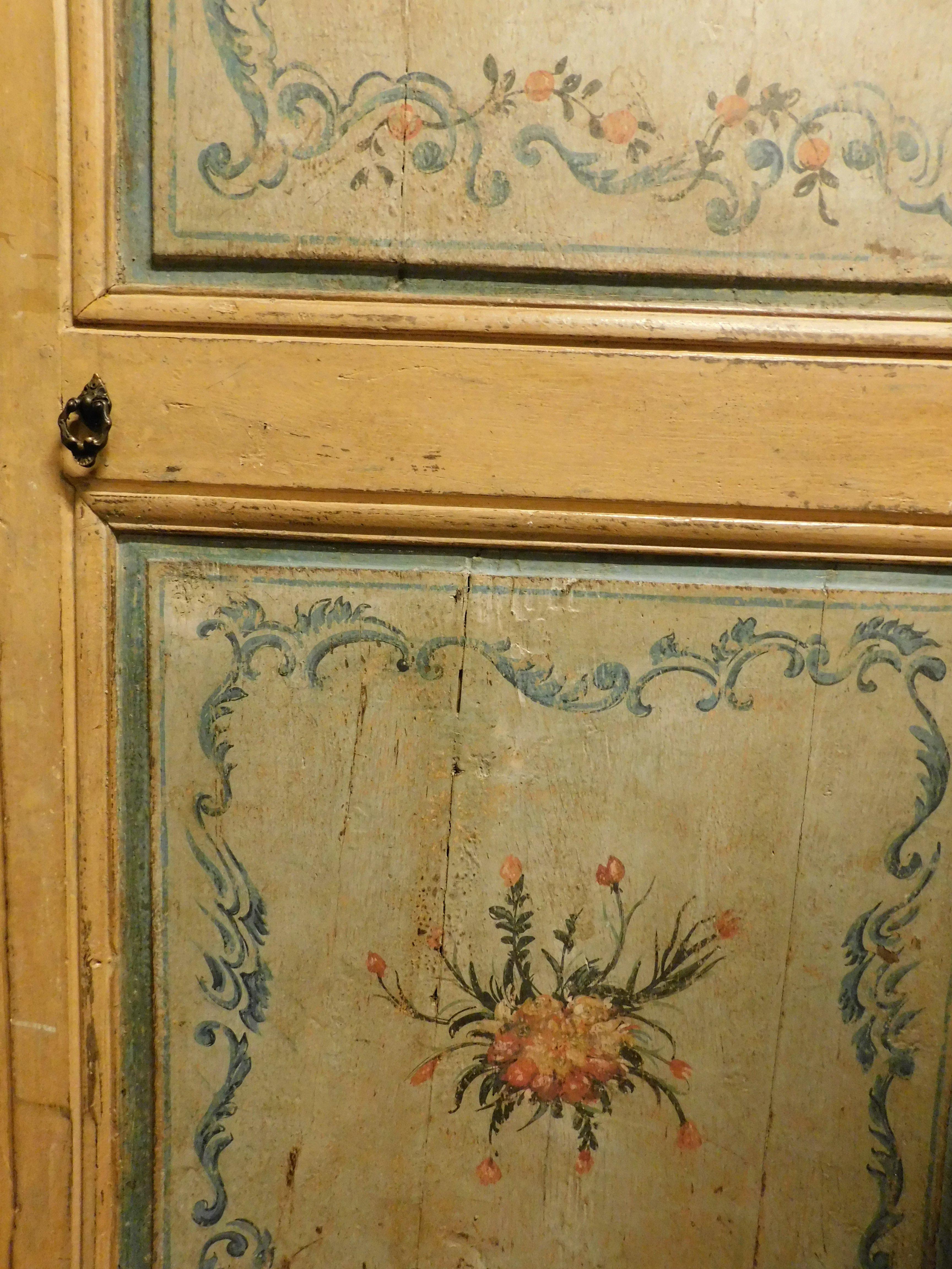 18th Century and Earlier Double-sided lushly painted door with floral themes, 18th century Italy