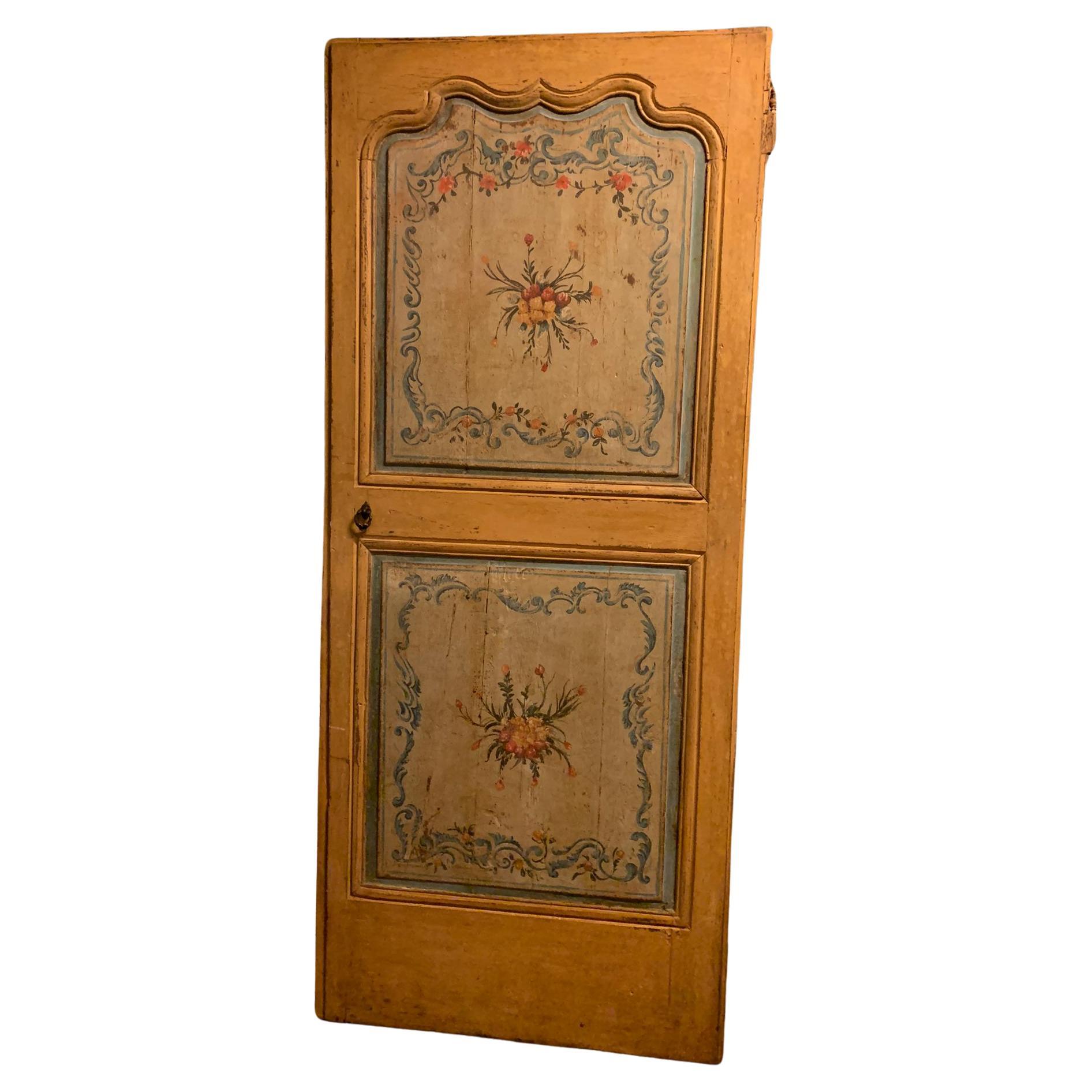 Double-sided lushly painted door with floral themes, 18th century Italy For Sale