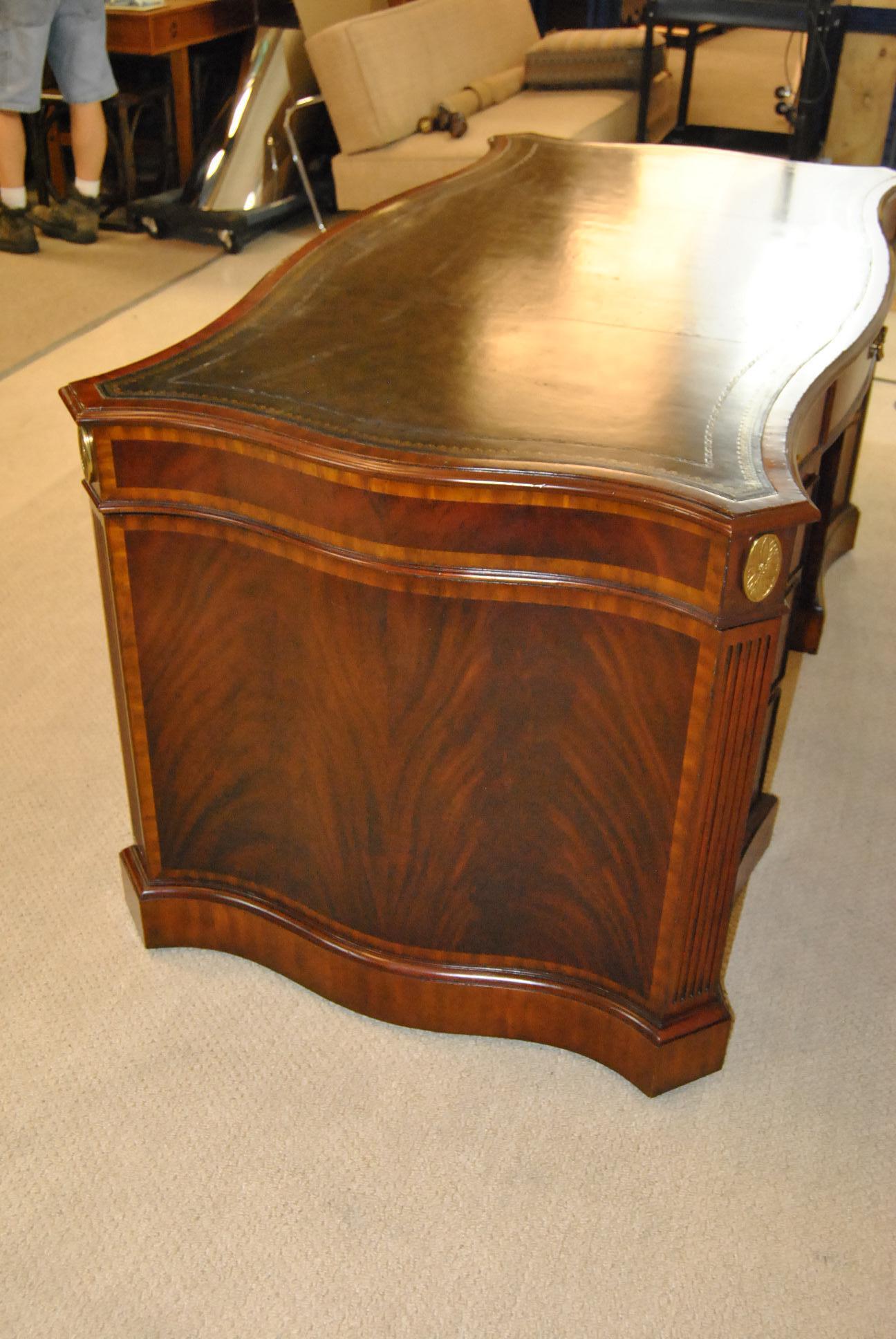 American Double Sided Mahogany Partners Desk by Maitland-Smith with Leather Top