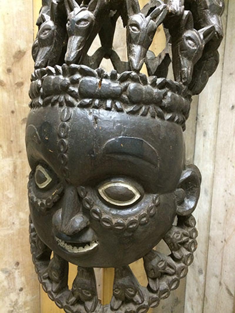 Hand-Carved Double-Sided Mask, Ekoi Folk, Grasslands, Cameroon