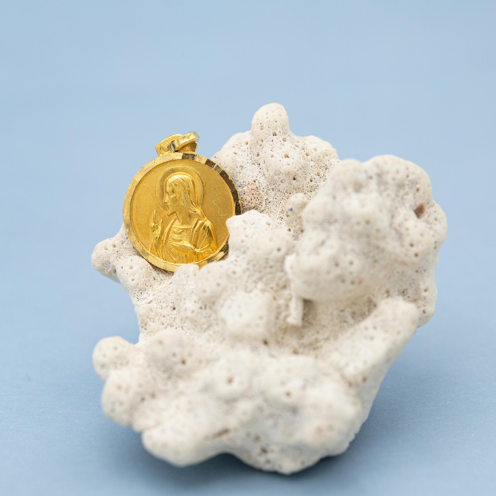 Double sided medal - Estate 18 karat solid yellow gold - Catholic Scapular charm 5