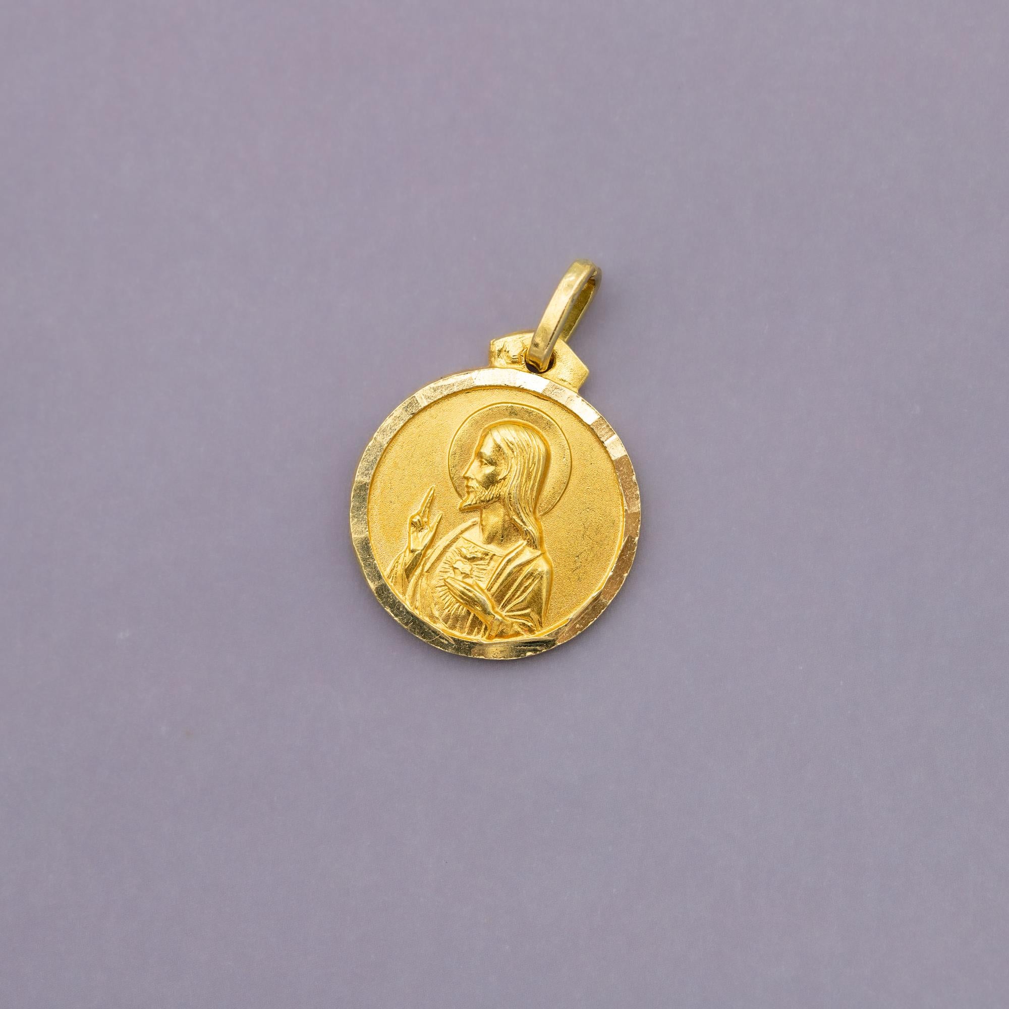 Double sided medal - Estate 18 karat solid yellow gold - Catholic Scapular charm 1