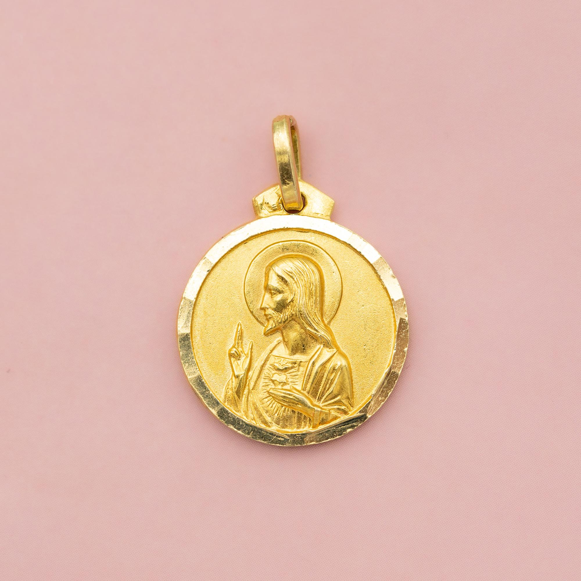 Double sided medal - Estate 18 karat solid yellow gold - Catholic Scapular charm 3