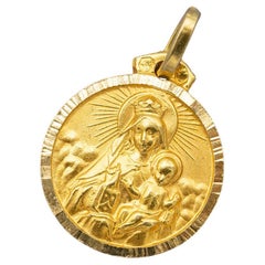 Double sided medal - Estate 18 karat solid yellow gold - Catholic Scapular charm