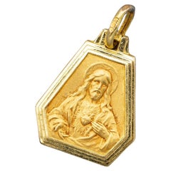 Double sided medal - Estate 18 karat solid yellow gold - Catholic Scapular charm