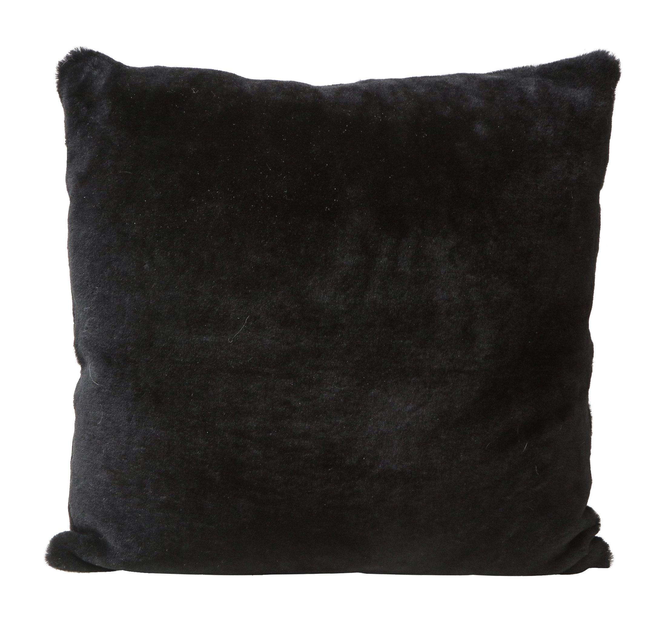 Maßgefertigtes doppelseitiges Merino-Kissen in schwarzer Farbe im Angebot