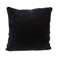 Double Sided Merino Short Hair Shearling Pillow in Midnight Blue Color