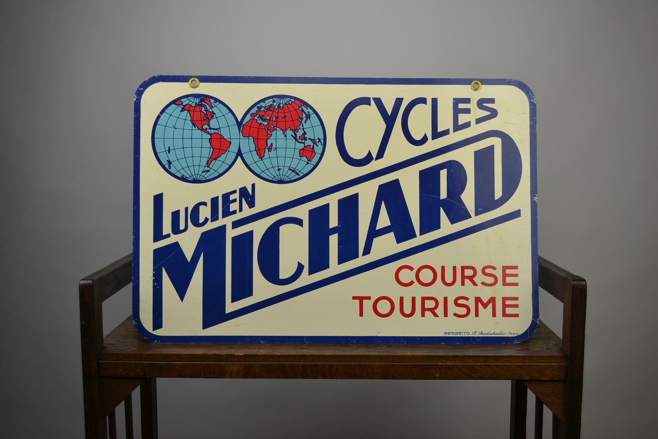 Double-Sided Metal Trade Sign for Cycles Lucien Michard, France, 1950s 6
