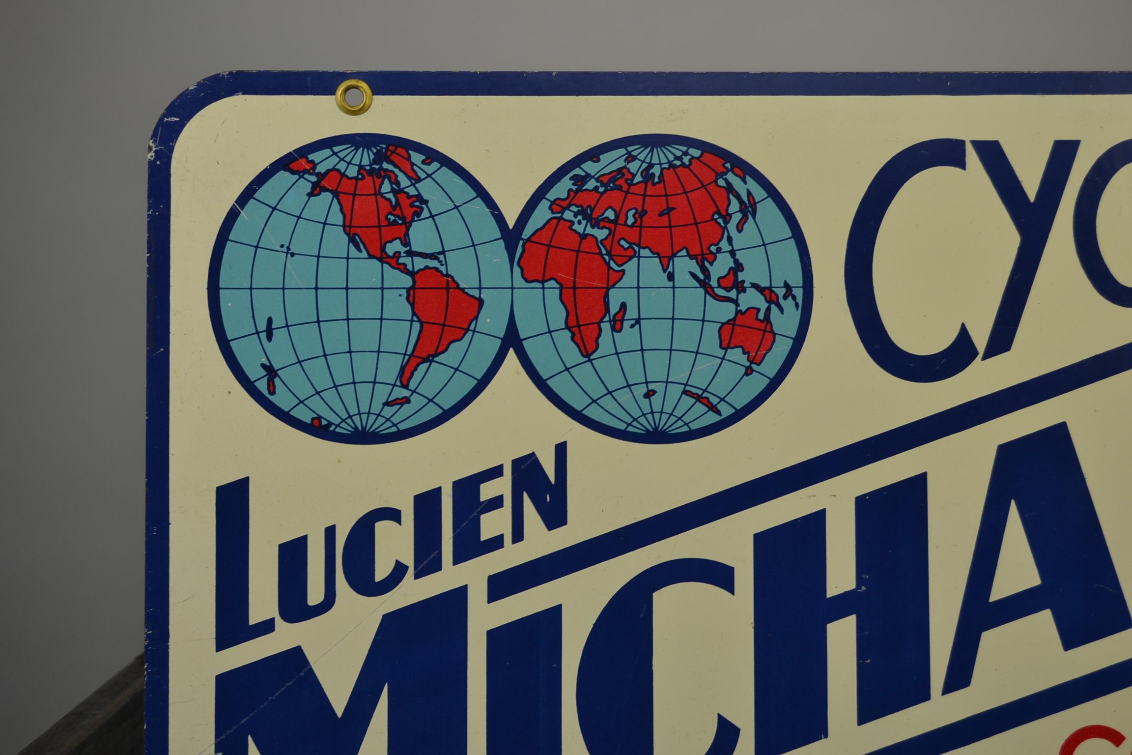 Double-Sided Metal Trade Sign for Cycles Lucien Michard, France, 1950s 9