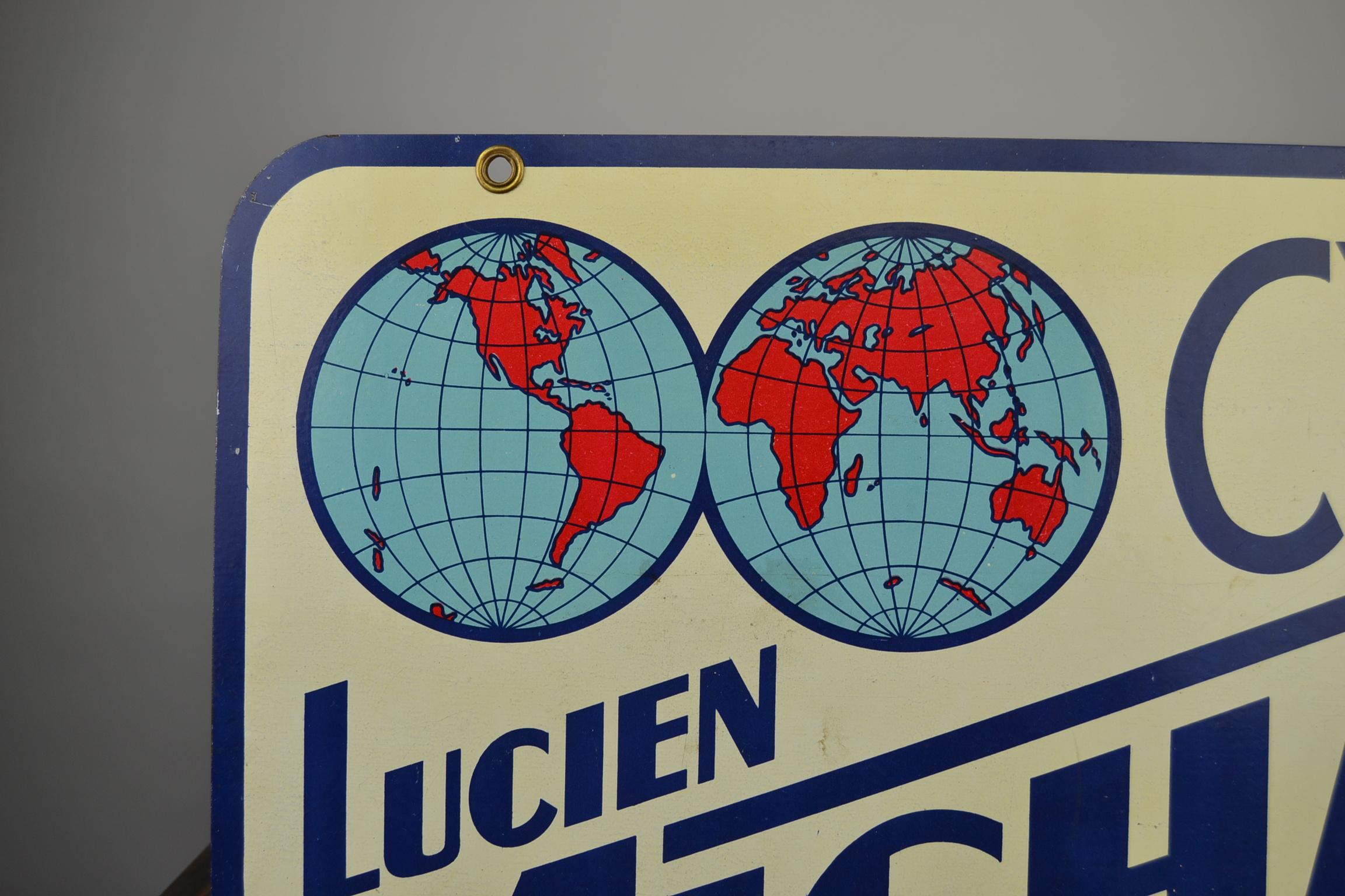 Double-Sided Metal Trade Sign for Cycles Lucien Michard, France, 1950s In Good Condition In Antwerp, BE