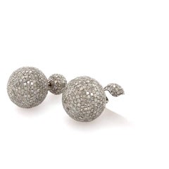 Double Sided Micro Pave Diamond Set Tunnel Earring Made in 18k Gold & Silver