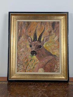 Double-Sided Naïve Oil Painting, Wildlife and Floral Subjects