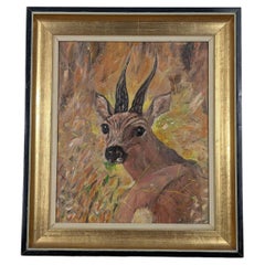 Double-Sided Naïve Oil Painting, Wildlife and Floral Subjects