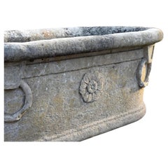 DOUBLE-SIDED NAPOLEONIC-ERA Empire STONE BASIN WITH RINGS AND ROSETTES