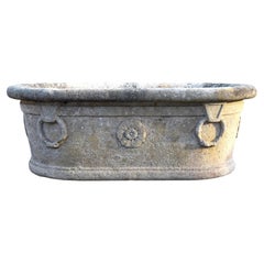 DOUBLE-SIDED NAPOLEONIC-ERA Empire STONE BASIN WITH RINGS AND ROSETTES