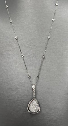 Double Sided Natural 35.81ct Black Pear Diamond Pendant in 18k White Gold